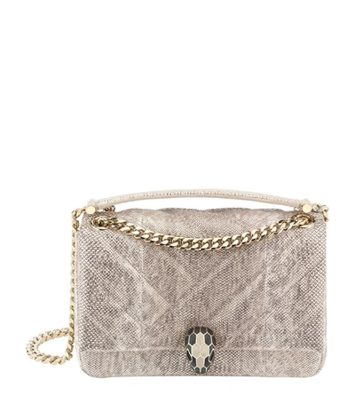 Shop Bvlgari Snakeskin Serpenti Cabochon Cross-body Bag In Beige