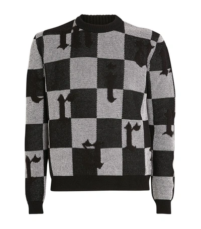 Shop Amiri Logo Check Sweater In Black