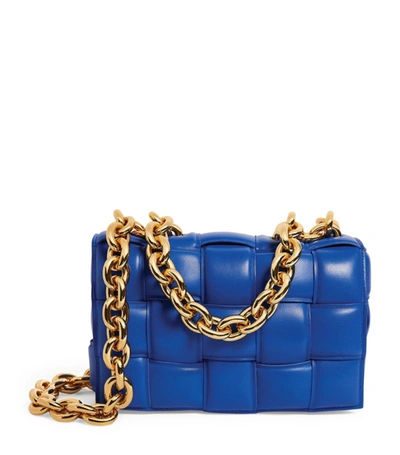 Shop Bottega Veneta Leather Intreccio Chain Cassette Cross-body Bag In Blue
