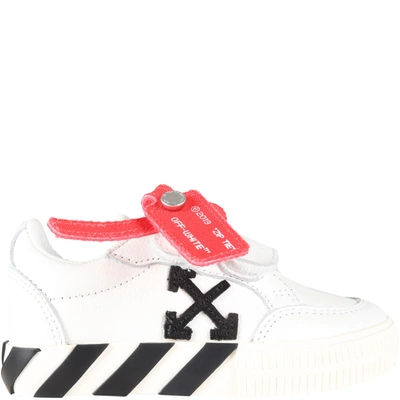 Shop Off-white White Sneakers For Kids With Red Zip Tye