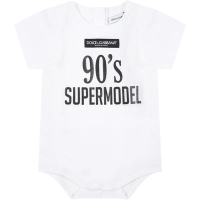 Shop Dolce & Gabbana White Body For Babykids With Balck Logo