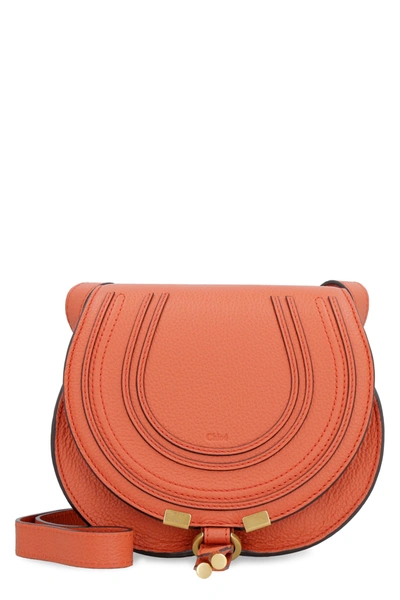 Shop Chloé Marcie Leather Crossbody Bag In Orange