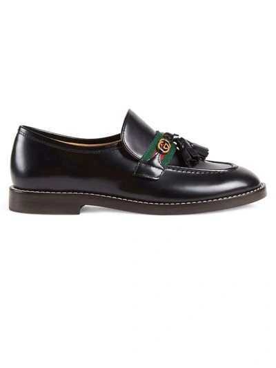 Shop Gucci Black Leather Loafers In Nero