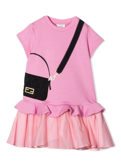 Shop Fendi Pink Cotton Dress In Fuxia