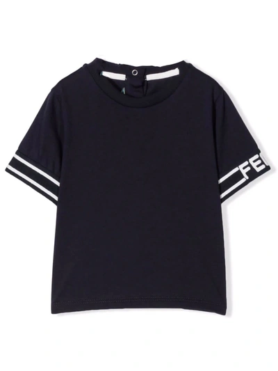 Shop Fendi Navy Cotton T-shirt In Blu