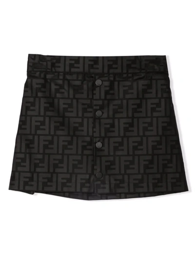 Shop Fendi Black Ff-logo Print Skirt In Nero