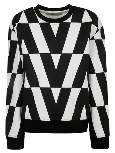 Shop Valentino Monogram Print Sweatshirt In Ivory