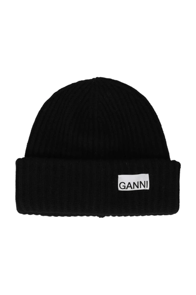 Shop Ganni Hat In Nero