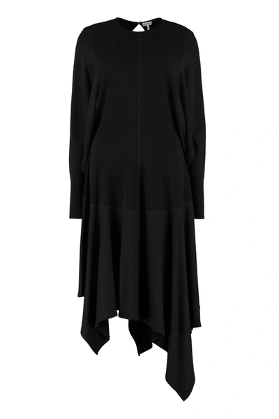 Shop Loewe Asymmetric Knit Dress In Black
