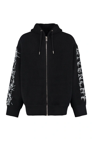 Shop Givenchy Knitted Full Zip Hoodie In Black