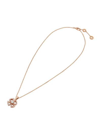 Shop Bvlgari Rose Gold And Diamond Fiorever Necklace
