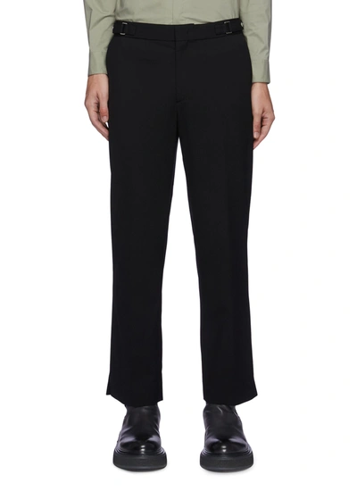 Shop Solid Homme Tapered Waist Button Detail Pants In Black