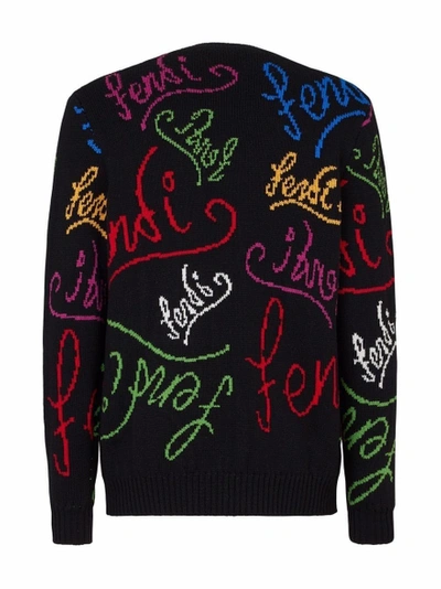 Shop Fendi X Noel Fielding Wool Logo Sweater Black