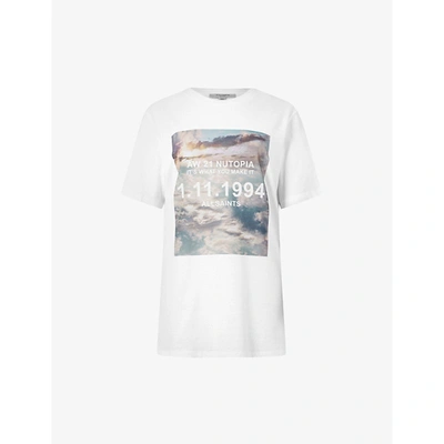 Shop Allsaints Womens Optic White Skye Boyfriend Graphic-print Cotton T-shirt L