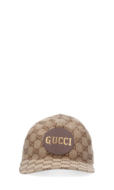 Shop Gucci 'gg Jacquard' Logo Hat In Neutrals