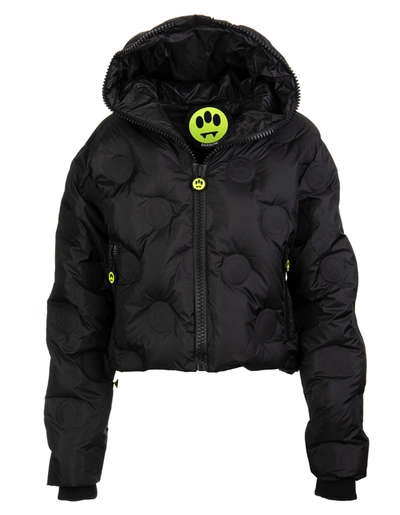 Shop Barrow Woman Black Cropped Down Jacket With Logo In Nero