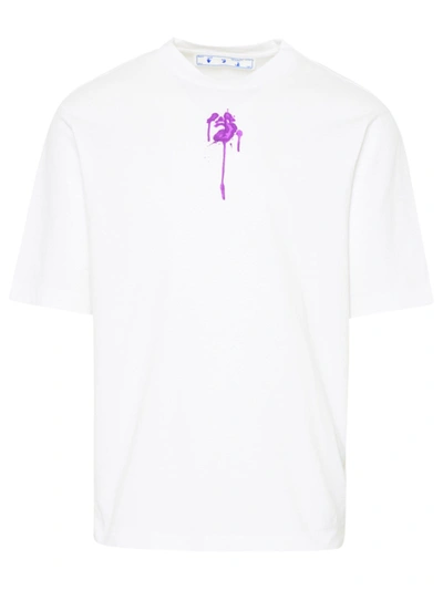 Shop Off-white White Cotton Dripped Ow Logo T-shirt