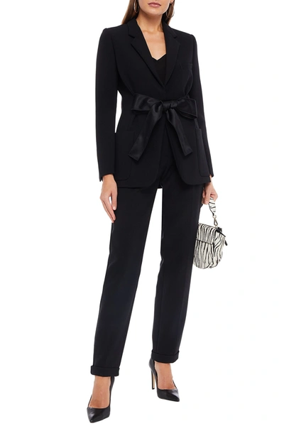 Shop Victoria Beckham Crepe Tapered Pants In Black