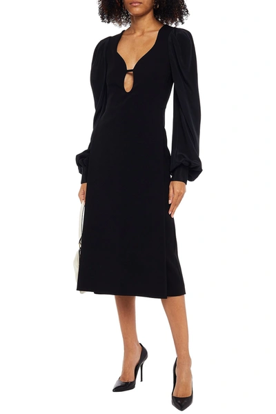 Shop Victoria Beckham Cutout Crepe De Chine Midi Dress In Black