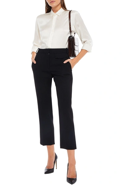 Shop Victoria Beckham Penelope Cropped Wool-gabardine Straight-leg Pants In Black
