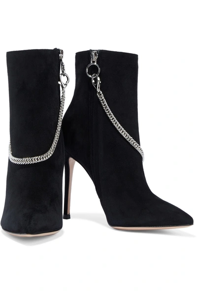 Gianvito Rossi Annie 115 Chain-embellished Suede Ankle Boots In
