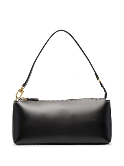 Shop Staud Kaia Leather Shoulder Bag In Black