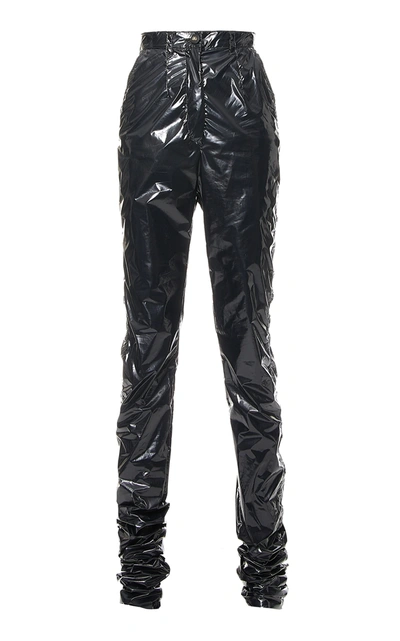 Shop Dolce & Gabbana Women's Vinyl Straight-leg Pants In Black