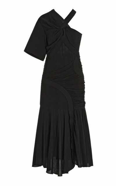 Shop Stella Mccartney Women's Emmeline Asymmetric Georgette One-shoulder Midi Dress In Black