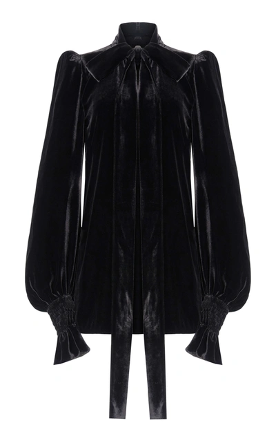 Shop The Vampire's Wife Women's The Mini Fortune Teller Velvet Tie-neck Dress In Black