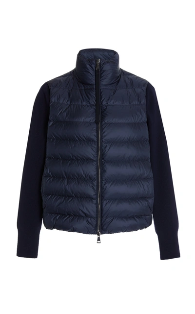 Shop Moncler Women's Wool-detailed Down Puffer Jacket In White,blue
