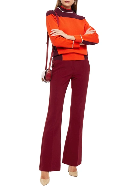Shop Victoria Beckham Color-block Knitted Sweater In Orange