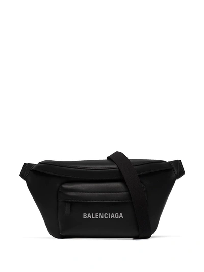 Shop Balenciaga Everyday Leather Belt Bag In Black