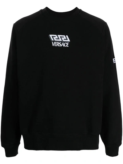 Shop Versace Logo-embroidered Sweatshirt In Black
