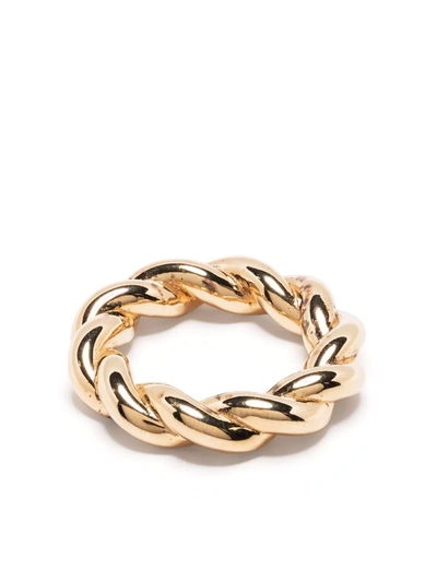 Shop Bottega Veneta Twisted Band Ring In Gold