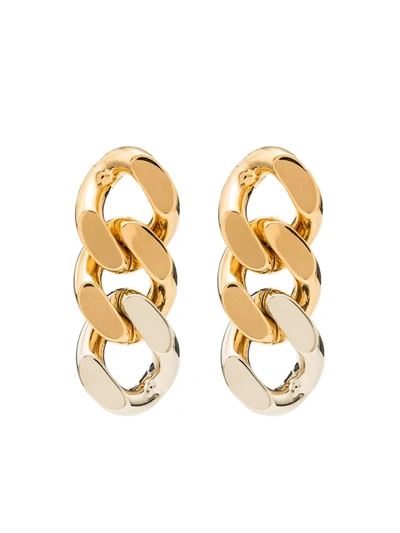 Shop Saint Laurent Triple-link Drop Earrings In Gold