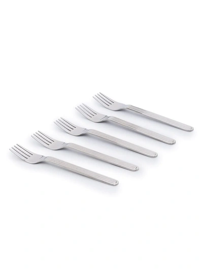 Shop Hay Set Of 5 Ribbed Forks In Silver