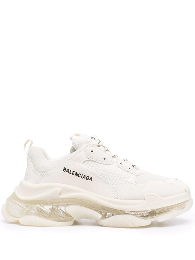 Shop Balenciaga Triple S Clear-sole Chunky Sneakers In Weiss