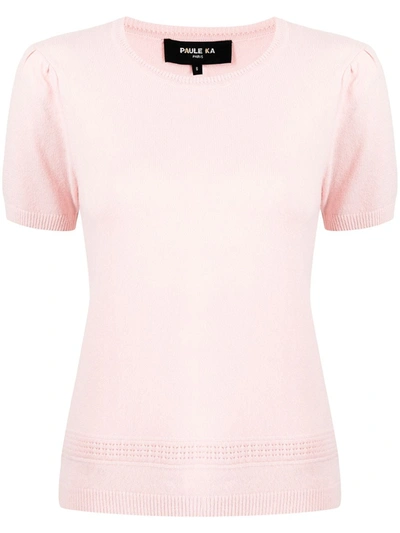 Shop Paule Ka Shortsleeved Cashmere Top In Pink