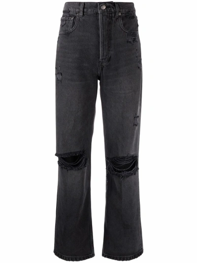 Shop Boyish Jeans Distressed Straight-leg Jeans In Schwarz