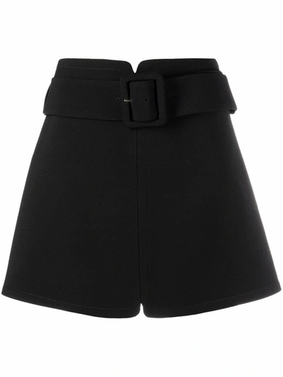 Shop Versace Belted High-waist Mini Skirt In Schwarz