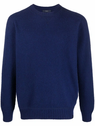 Shop Fay Crewneck Wool Jumpr In Blau