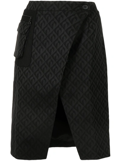 Shop Marine Serre Wrap-style Skirt In Schwarz