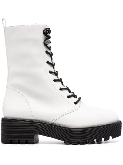 Shop Michael Michael Kors Bryce Lace-up Boots In Weiss