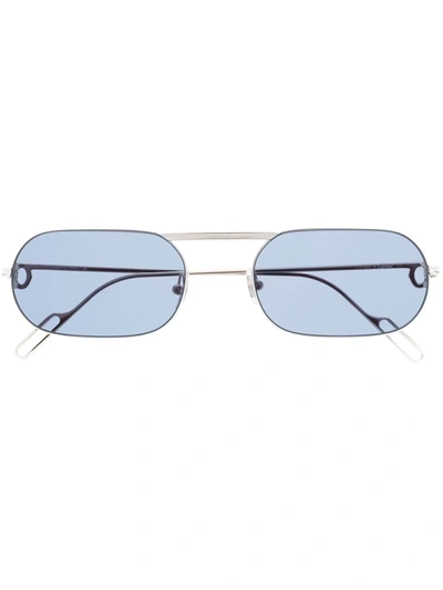 Shop Cartier Oval-frame Metal Sunglasses In Silber