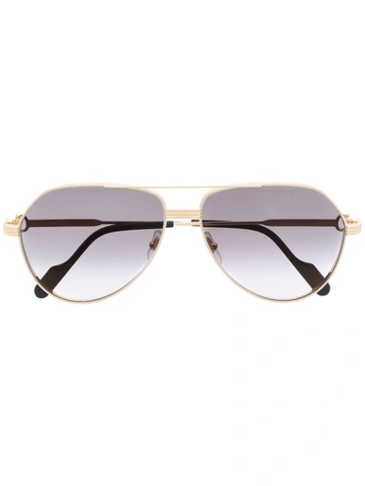 Shop Cartier Pilot-frame Metal Sunglasses In Gold