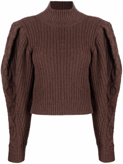 Shop Wandering Puff-sleeved Backless Jumper In Braun