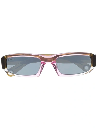 Shop Jacquemus Thin Square Frame Sunglasses In Grün