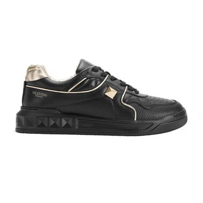 Shop Valentino One Stud Sneakers In Nero/platino/nero/pl