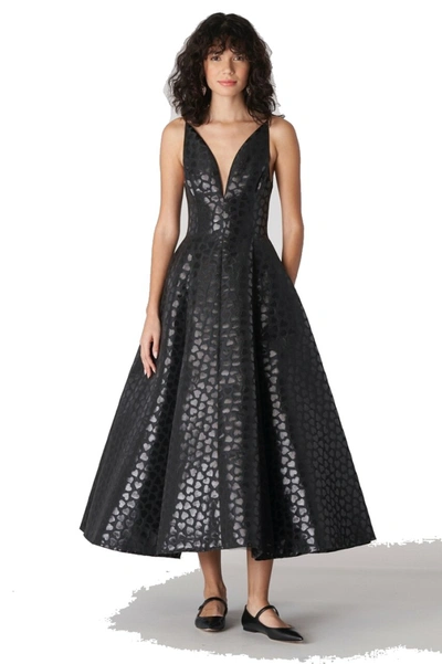 Shop Carolina Herrera Lurex Jacquard Midi Dress In Black