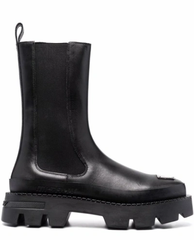 Shop Misbhv Black Leather2 Ridged-sole Boots